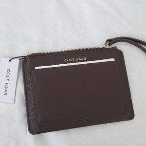 Cole Haan brown leather wristlet NWT